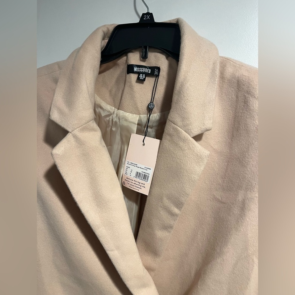 NWT Missguided Oversized Jacket for Women Tan color Size 6 - Picture 2 of 9